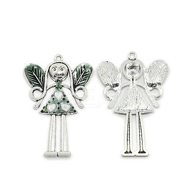 Fairy Antique Silver Tone Alloy Enamel Big Pendants ENAM-N039-03D-1