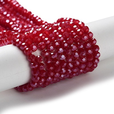 Faceted(32 Facets) Electroplate Glass Beads Strands X-EGLA-R018-4mm-2-1