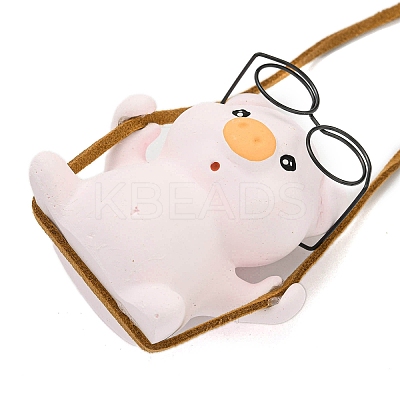 Cute Gesso Swinging Pig Pendant Decorations LS-HJEW-A008-01C-1