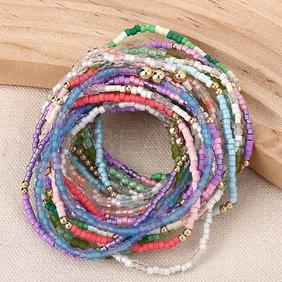 20Pcs 20 Colors Glass Seed Beaded Stretch Bracelet Sets BJEW-SW001593-1
