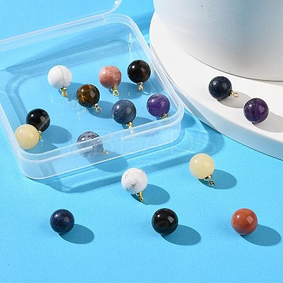 16Pcs 8 Style Natural Gemstone Charms G-NB0002-30-1