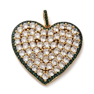 Brass Micro Pave Cubic Zirconia Pendants KK-U076-18G-02-1
