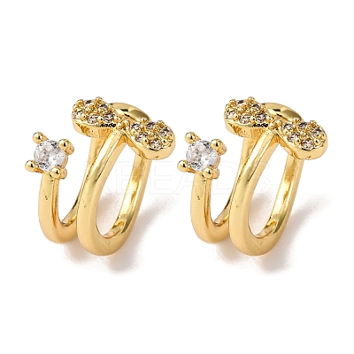 Brass Micro Pave Clear Cubic Zirconia Cuff Earrings LS-EJEW-D328-02G-02-1