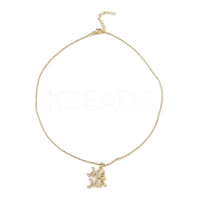 Golden Plated Brass Micro Pave Clear Cubic Zirconia Pendant Necklaces LS-NJEW-L178-01G-01-1