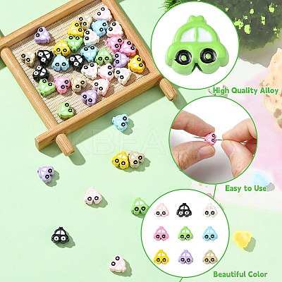45Pcs 9 Colors Baking Paint Zinc Alloy Beads FIND-CJ0003-85-1