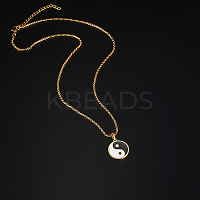 304 Stainless Steel Enamel Yin Yang Pendant Necklaces for Women LS-VV9279-1-1