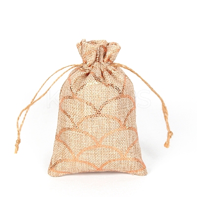 Rectangle Hot Stamping Burlap Packing Pouches Drawstring Bags PW-WG27580-02-1