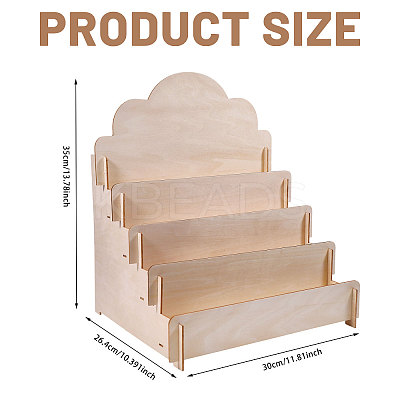 4-Tier Wood Greeting Card Display Riser Stands ODIS-WH0043-229-1