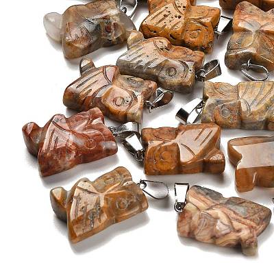 Natural Crazy Agate Pendants G-B127-09P-03-1