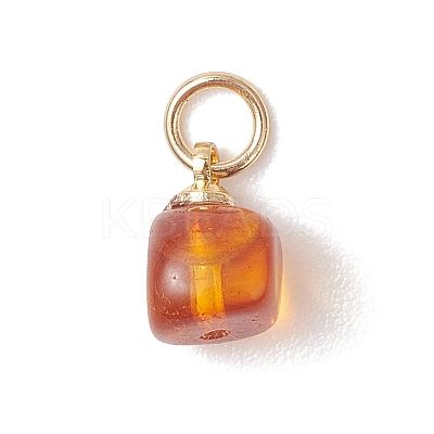 Natural Amber Cube Charms PALLOY-JF04971-01-1