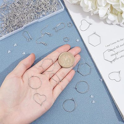 720Pcs 7 Style 304 Stainless Steel Hoop Earring Findings STAS-UN0024-36-1