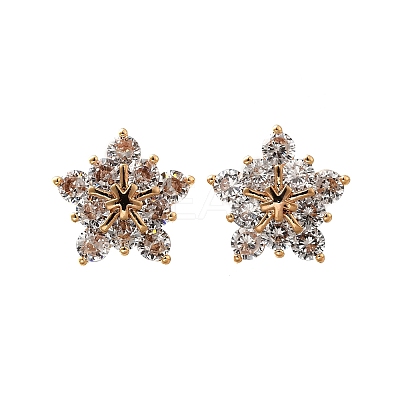 Brass Micro Pave Cubic Zirconia Stud Earrings EJEW-R018-10G-01-1