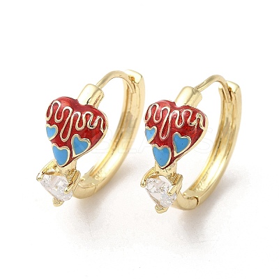 Real 18K Gold Plated Brass Heart Hoop Earrings EJEW-L268-024G-03-1