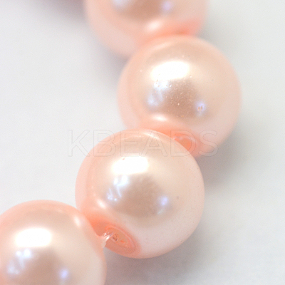 Baking Paint Pearlized Glass Pearl Round Bead Strands HY-Q330-8mm-05-1