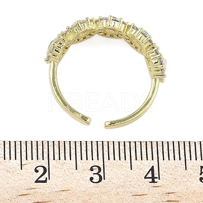 Brass Micro Pave Cubic Zirconia Cuff Rings for Women RJEW-D322-08G-1
