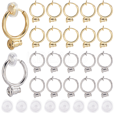 20Pcs 2 Colors Brass Clip-on Hoop Earring Converters Findings KK-SP0002-53-1