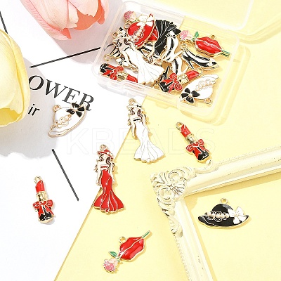 24Pcs 6 Styles Alloy Enamel Pendants ENAM-FS0002-70-1
