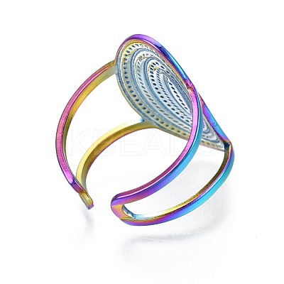 304 Stainless Steel Oval Cuff Ring RJEW-N038-050-1