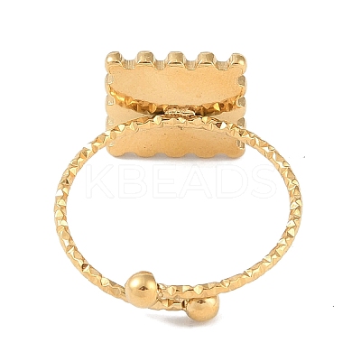 Ion Plating(IP) 304 Stainless Steel Enamel Square Cuff Finger Rings RJEW-L107-064G-02-1