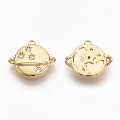 Brass Micro Pave Clear Cubic Zirconia Universe Space Charms ZIRC-Q021-022G-NF-1