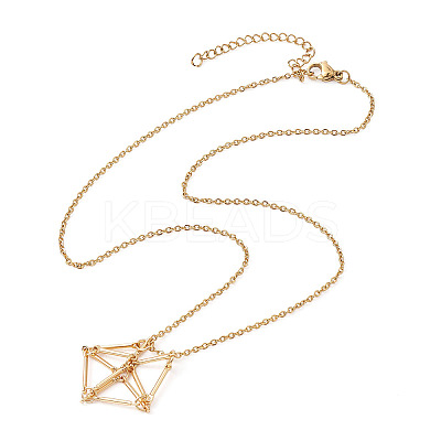 Brass Macrame Pouch Empty Stone Holder for Pendant Necklaces Making NJEW-JN04445-01-1