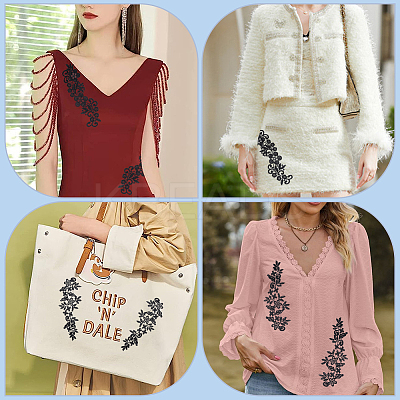 4 Pairs 2 Style Polyester & Nylon Embroidery Flower Lace Appliques DIY-GF0009-11-1