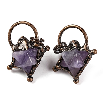 Natural Amethyst Merkaba Star Pendants G-C144-02R-01-1