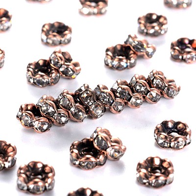 Brass Rhinestone Spacer Beads X-RB-A014-L6mm-01R-NF-1