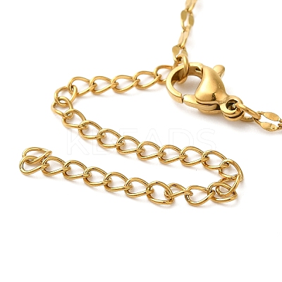304 Stainless Steel Pave Natural Stone Pendant Necklaces for Women NJEW-U009-03G-05-1
