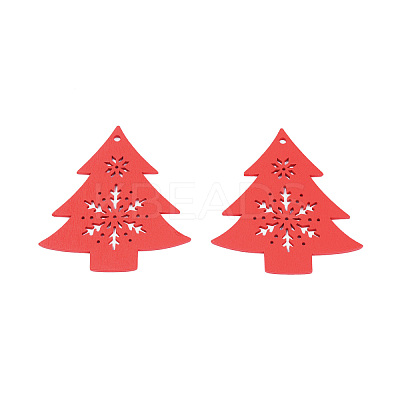 Christmas Theme Spray Painted Wood Big Pendants WOOD-N005-85B-1