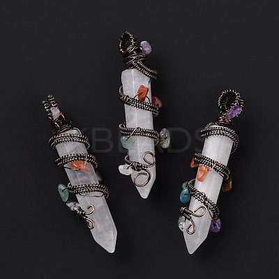 Natural & Synthetic Gemstone Pointed Big Pendants G-H274-05R-1