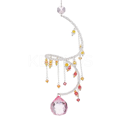 Glass Teardrop Hanging Suncatchers HJEW-TA00413-03-1