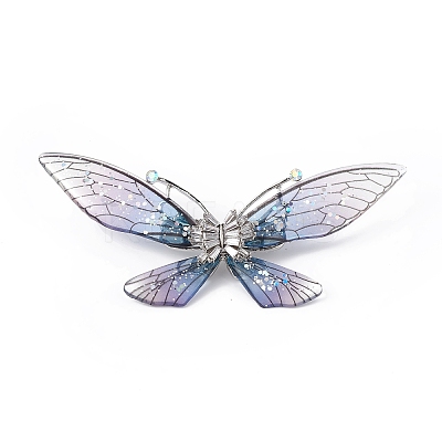 Bling Resin Butterfly Brooch Pin with Crystal Rhinestone JEWB-P016-04P-03-1