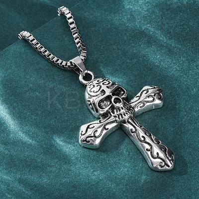 Tibetan Style Zinc Alloy Viking Pendant Necklaces NJEW-Z062-01AS-01-1