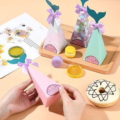 20Pcs 4 Colors Mermaid Tail Shape Candboard Box CON-CJ0001-22-1