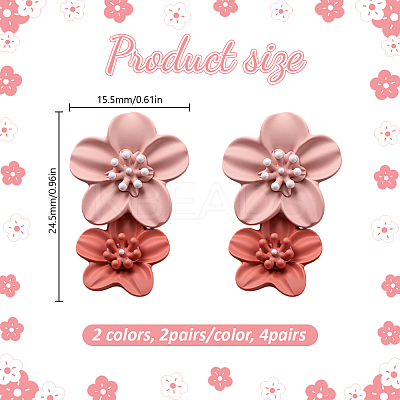 4 Pairs 2 Colors Zinc Alloy Resin Dangle Stud Earrings EJEW-GO0002-04-1