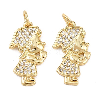 Brass Cubic Zirconia Pendants KK-L251-40G-02-1