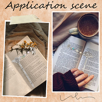 10Pcs 5 Styles Flower Tibetan Style Alloy Bookmarks FIND-SC0009-02-1