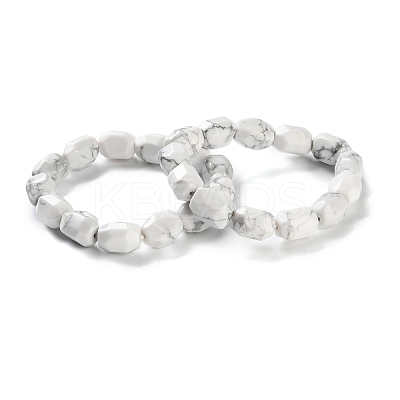 Natural Howlite Beads Stretch Bracelets for Women Men BJEW-C081-09-1