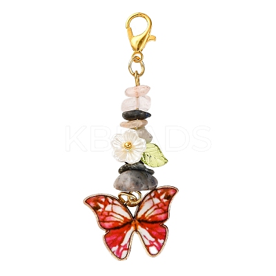 8Pcs Butterfly Alloy Enamel Pendant Decorations HJEW-JM04157-1