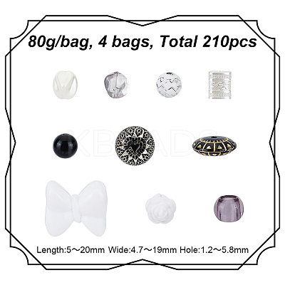 80G 2 Styles DIY Acrylic Beads & Pendants Mobile Phone Wrist Strap Making Finding Kit MACR-GO0001-07-1