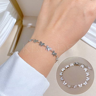 304 Stainless Steel Link Bracelets for Women FS-WGC4E47-02-1
