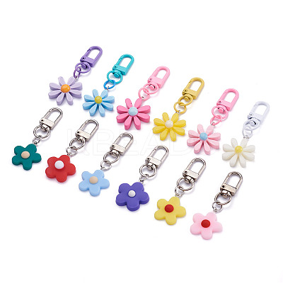 12Pcs 12 Colors Resin/Acrylic Pendants Keychains KEYC-BY0001-01-1