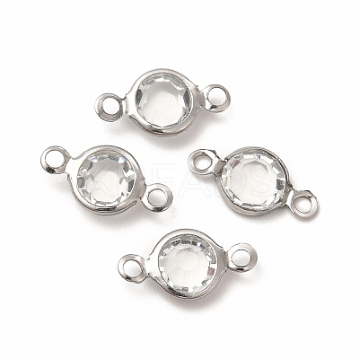 304 Stainless Steel with Glass Connector Charms STAS-G305-08P-03-1
