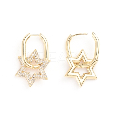 Brass Micro Pave Cubic Zirconia Huggie Hoop Earrings EJEW-G274-03G-03-1