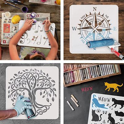 PET Hollow out Drawing Painting Stencils Sets for Kids Teen Boys Girls DIY-WH0172-752-1