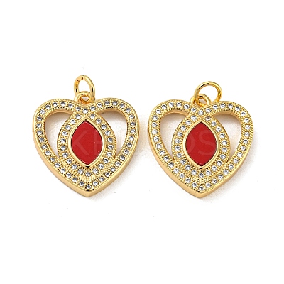 Brass Micro Pave Cubic Zirconia with Synthetic Turquoise Pendants KK-K356-24A-G-1