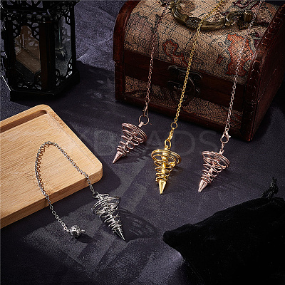 4Pcs 4 Colors Brass Cable Chain Coil Dowsing Pendulums HJEW-CP0001-02-1