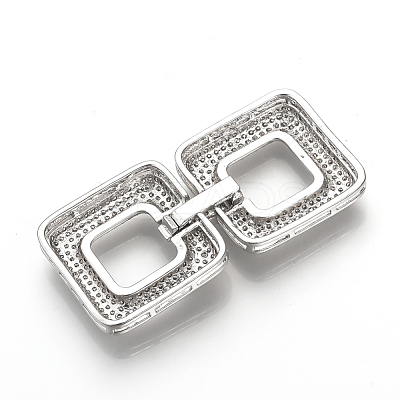 Brass Micro Pave Cubic Zirconia Fold Over Clasps ZIRC-S058-01P-1