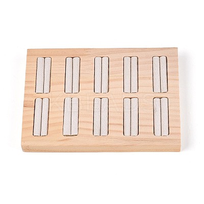 10-Slot Rectangle Bamboo Ring Display Tray Stands RDIS-WH0002-28B-1